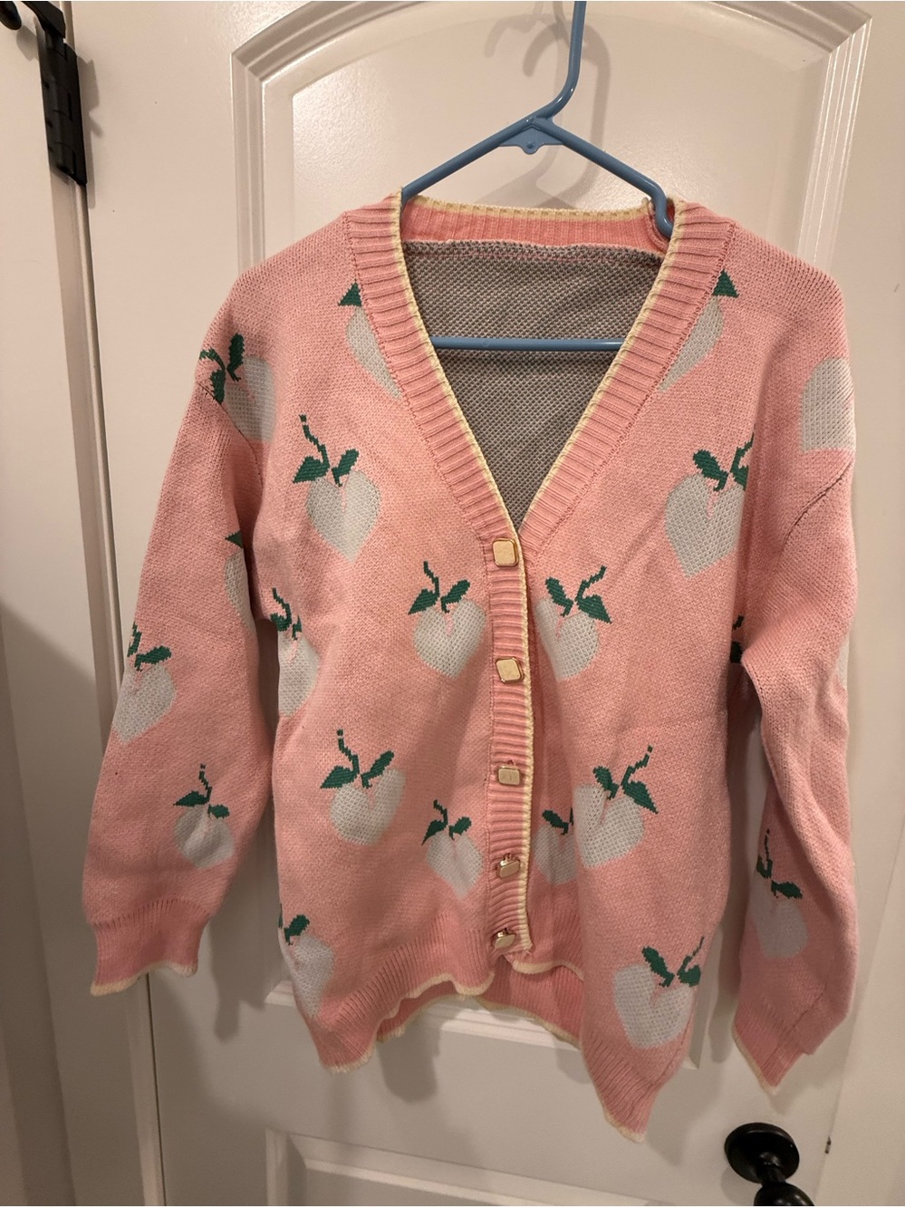 Hot Topic Pink Strawberry Motif V-Neck Cardigan